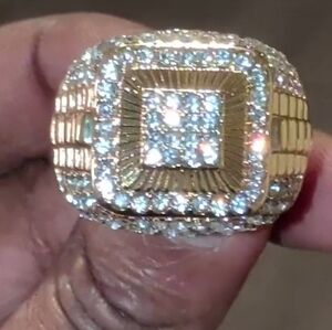 Mens Gold Statement Ring Sz 10